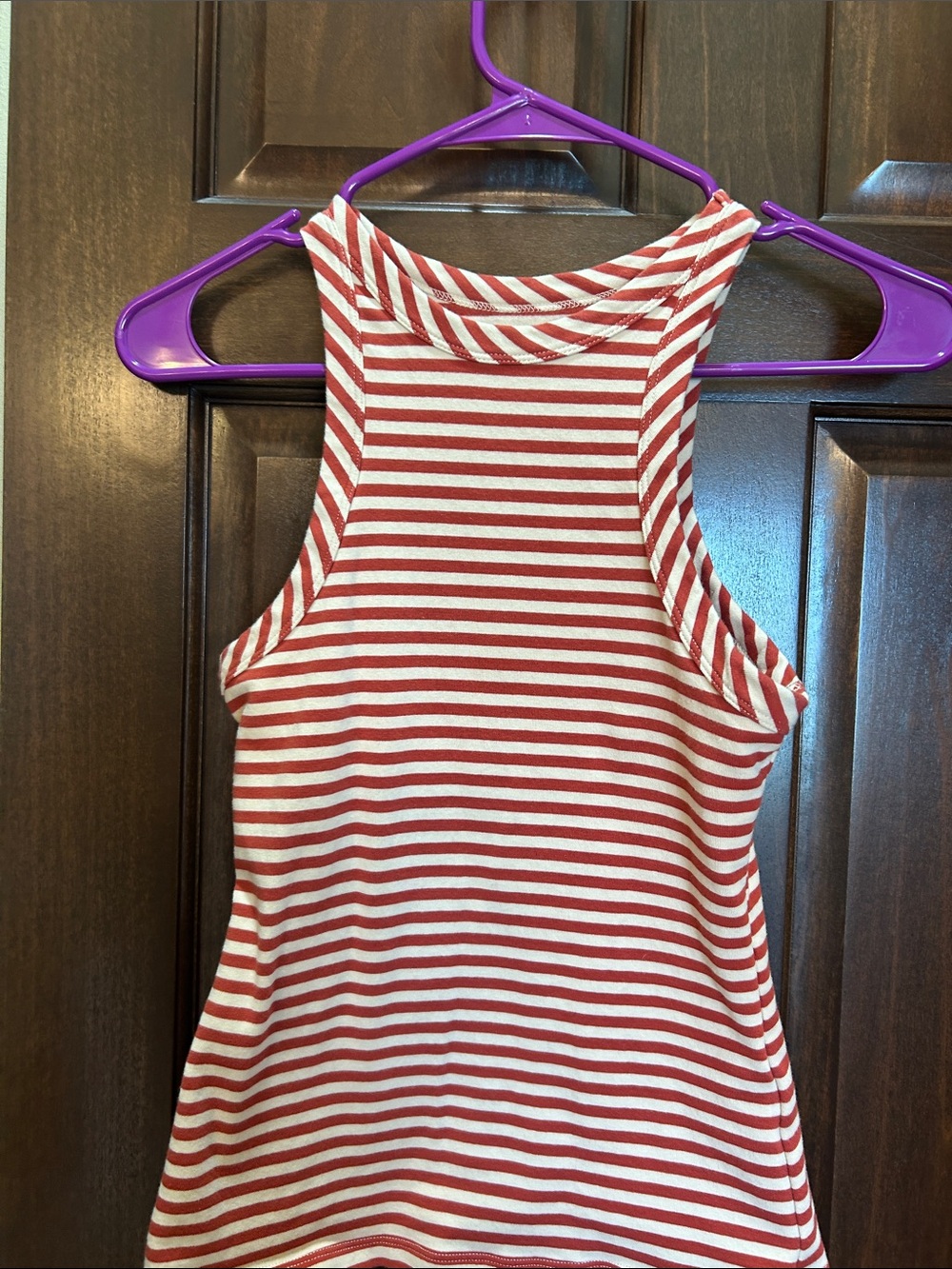Maeve Red and White Striped High-Neck Racerback Tank